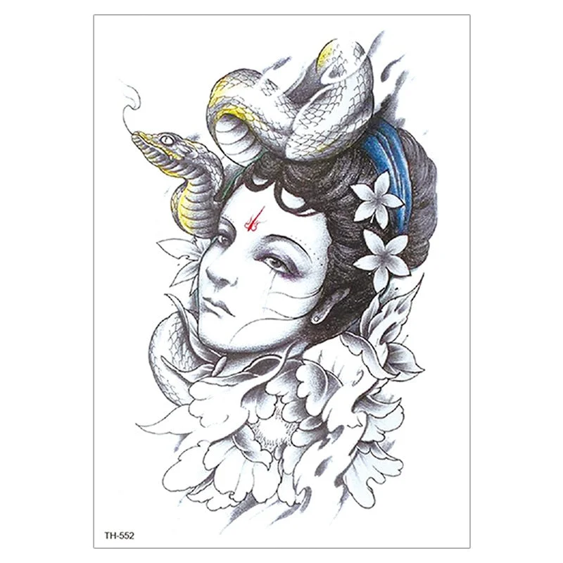 Waterproof TemporaryTattoo Sticker For Men Women Tiger Wolf Death Skull Temporary Tattoo Fake Henna Skeleton King Animal Tatoo