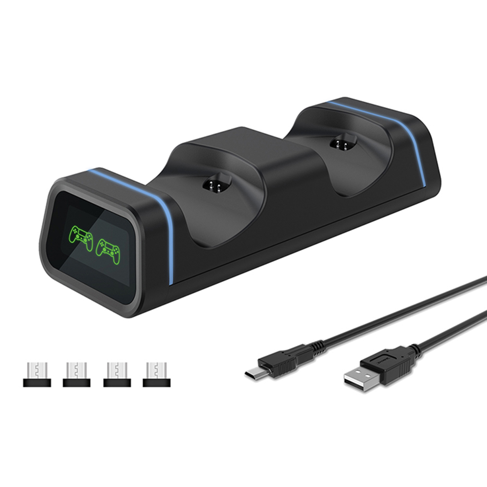 

For PS4 Dual Controller Charger Dock with 4 Micro USB Adapters + USB Cable, 501 Original