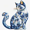 Blue Porcelain Cat - 11CT Stamped Cross Stitch 40*40cm tapestrymarket