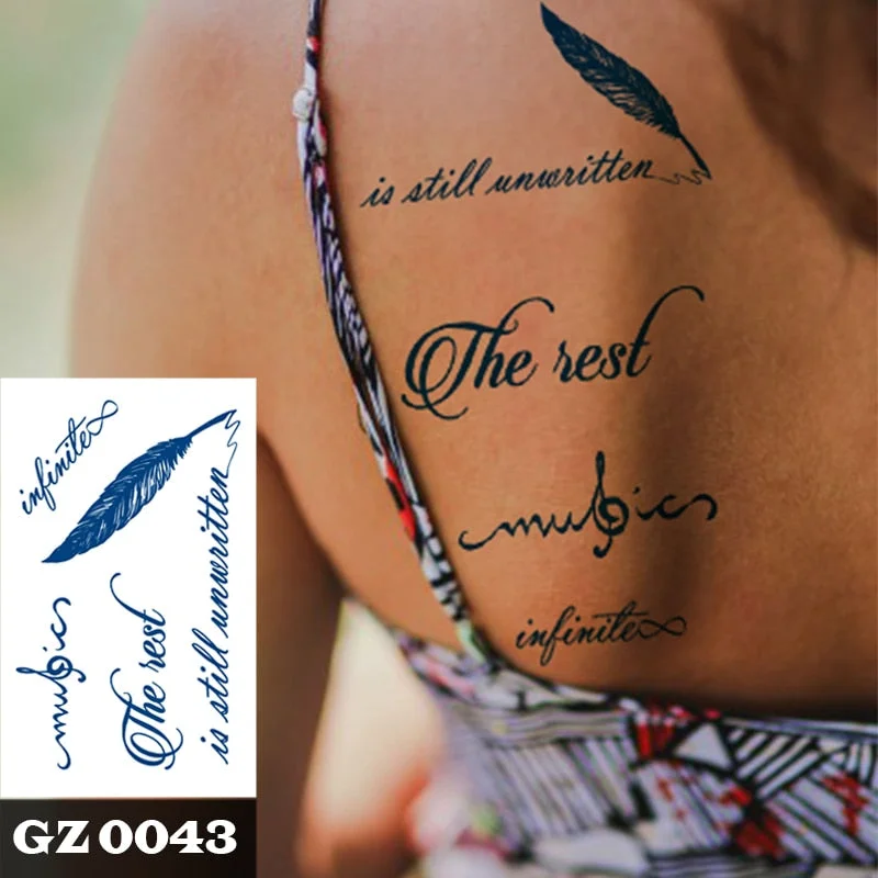 1Pcs Ink Juice Butterfly Text Tattoos Body Art Waterproof Temporary Tattoo Sticker For Men Women