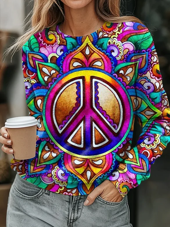Hippie Art Print Casual  Sweatshirt