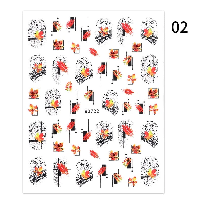 Geometric Lines Flowers Leaves 3D Nail Sticker Figure Woman Face Pattern Special Self Adhesive Nail Art Decals Manicures Sliders-Nail Inspo