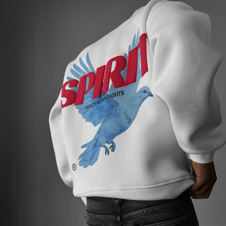 Men's Casual Peace Dove Lettering Print Oversized Hoodie