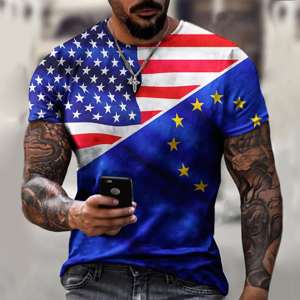 

America Flag - 3D Printed Men T Shirt, Xxxl, 501 Original