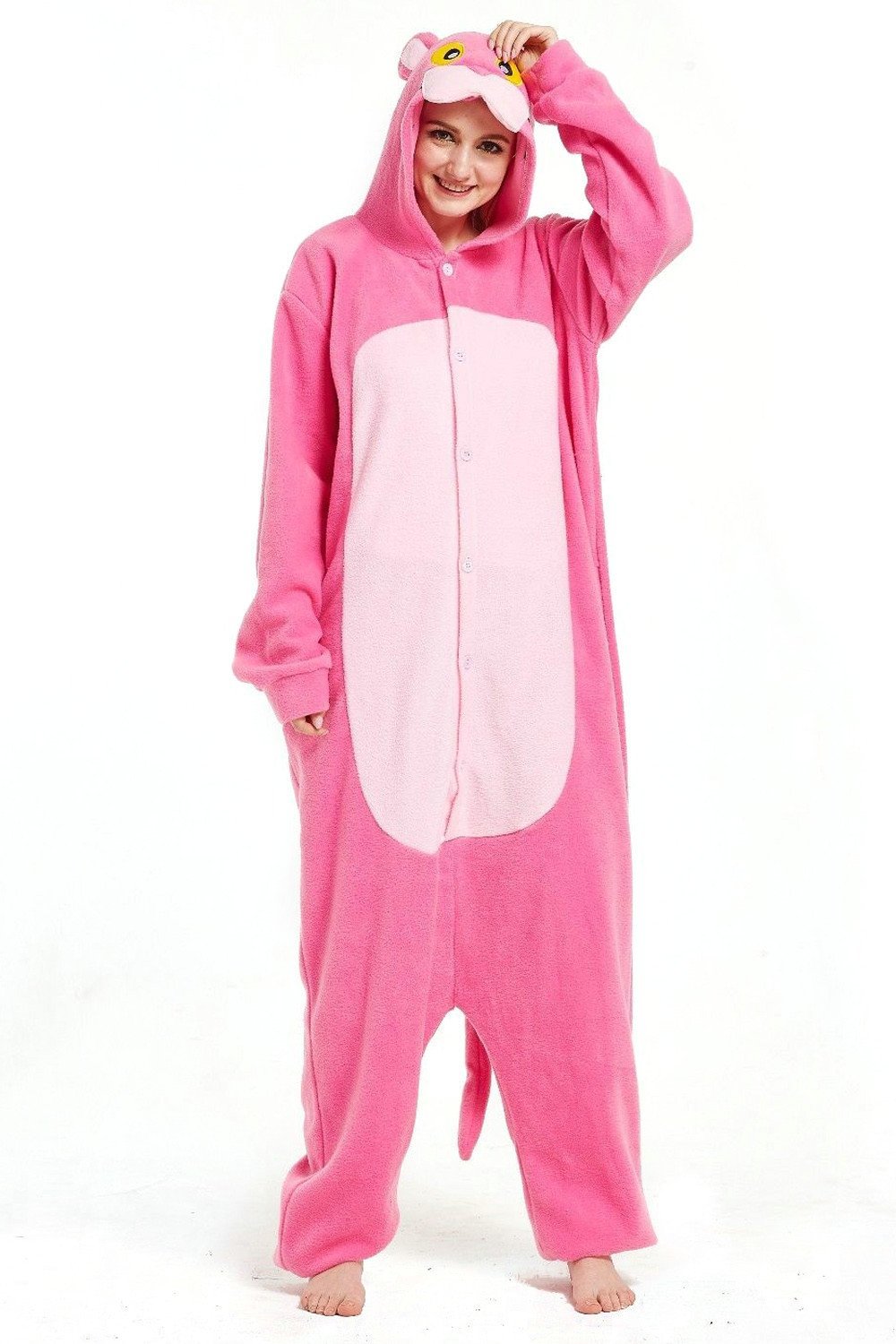 Pink Panther Onesie Kigurumi Animal Hoodie Costume Pajamas-Pajamasbuy