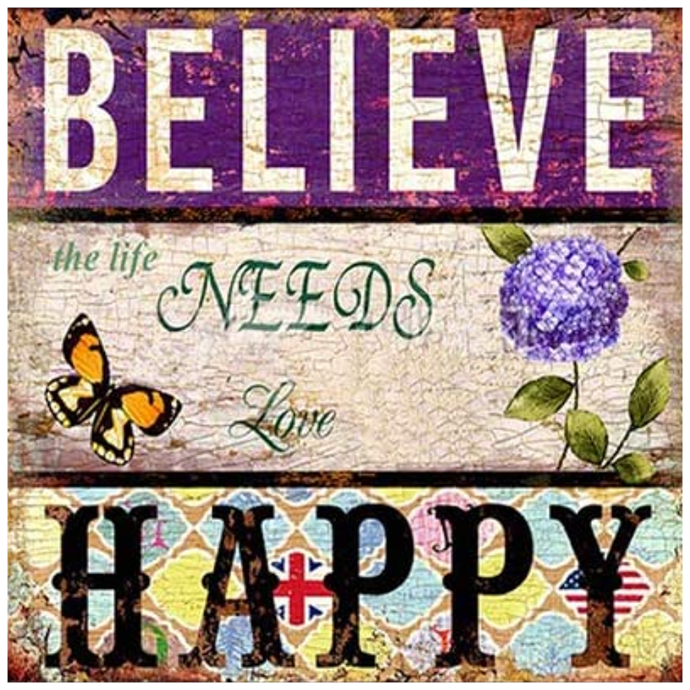

35*35CM - Round Drill Diamond Painting - Positive Word, 501 Original