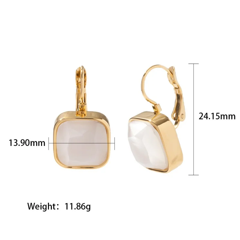 Square Colored Opal Earrings