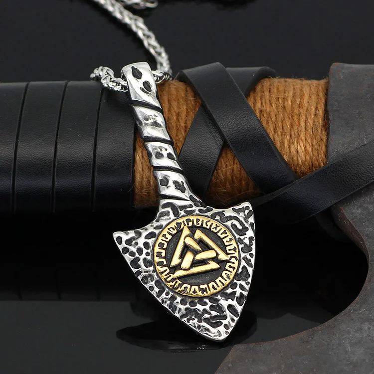 Coutureaura Norse Warrior Talisman With Odins Symbol Necklace