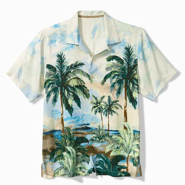 Simpfit Herren-Resort-Hemd mit Kokosnussbaum-Ölgemälde und Kunstdruck