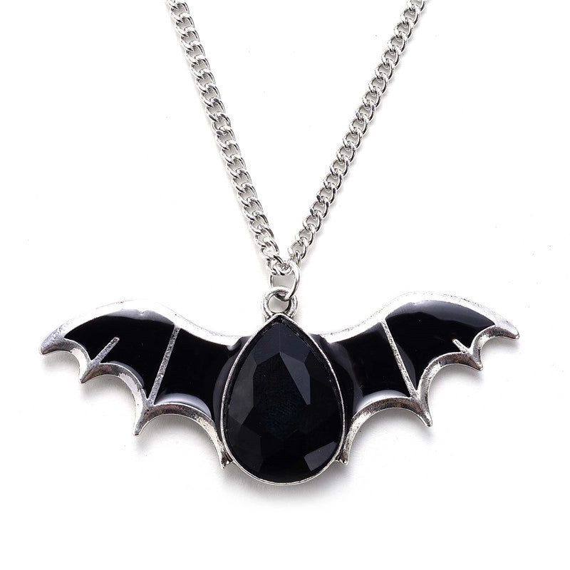 Gothic Bat Alloy Inlay Rhinestones Halloween Men’S Pendant Necklace