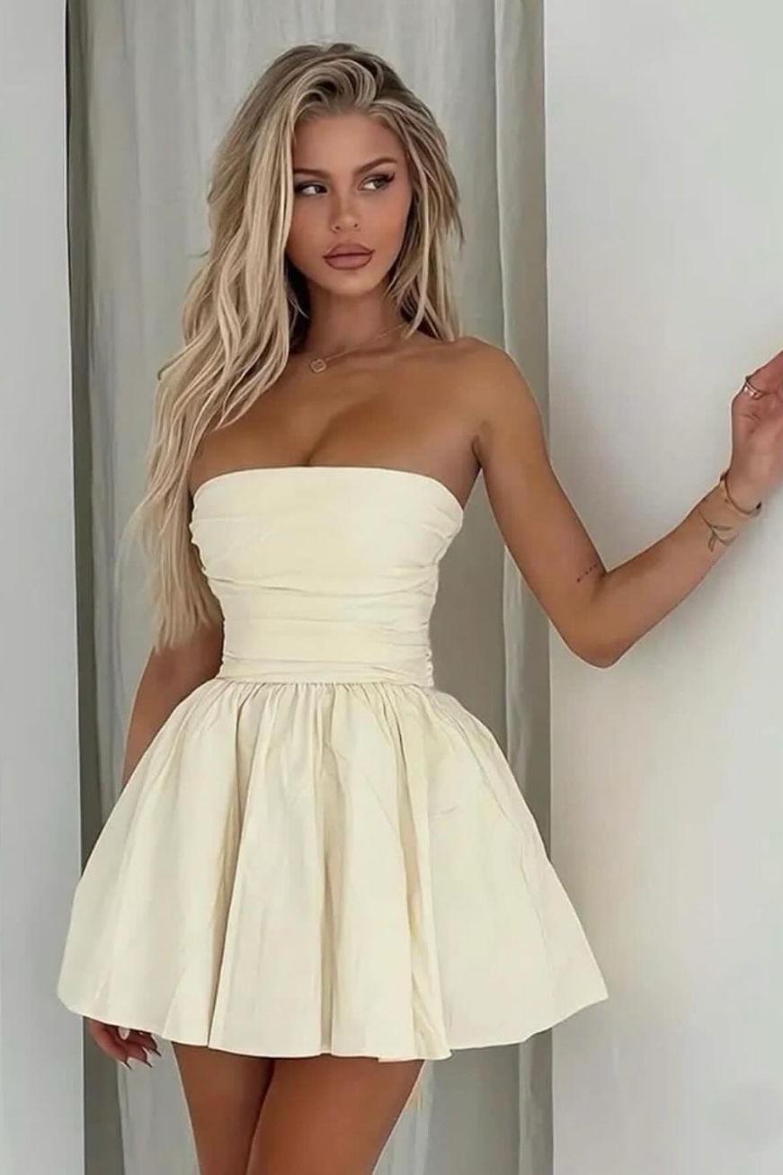 Lvs&Broner Chic Strapless Sleeveless A Line Short Prom Dress With Pleated