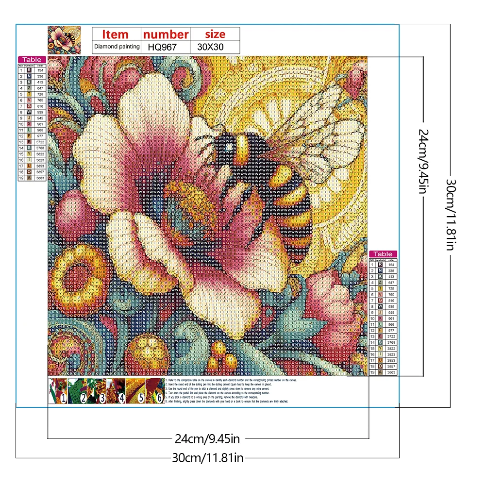 Diamond Painting - Full Round Drill - Flowers Honey Bees(Canvas|30*30cm)