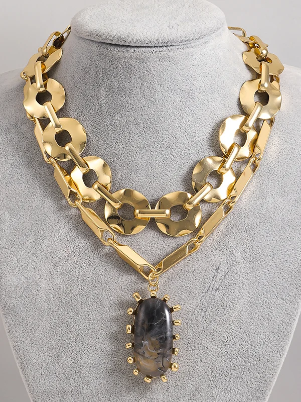 Layered Geometric Chains Necklaces Accessories