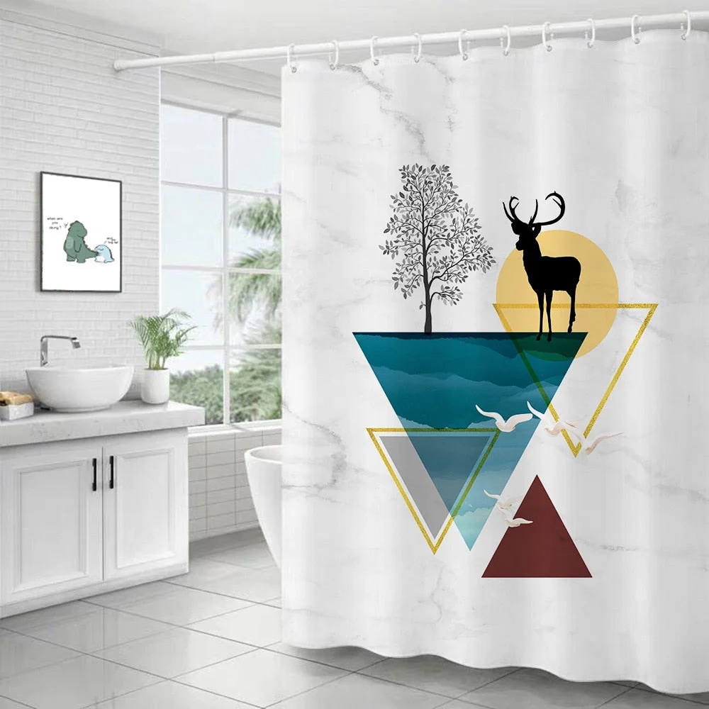 Modern Art Marble Shower Curtain Bathroom Toilet Decoration Thickened Waterproof and Mildew Proof Shower Curtain Bath Decor
