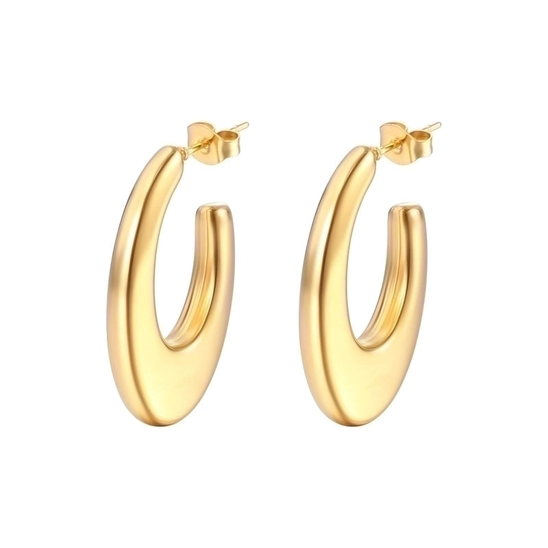 1 Pair Fashion Solid Color Plating 304 Stainless Steel 18K Gold Plated Earrings