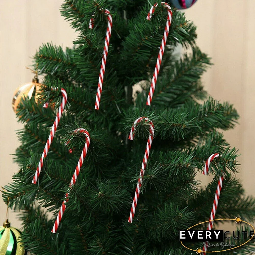 10Pcs Plastic Candy Cane ChristmasTree Decoration Christmas Tree Ornament Striped Candy Cane Sticks Pendant Holiday Ornaments