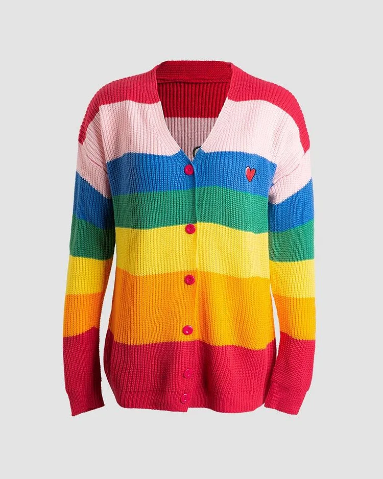 Boring Rainbow Ribbed Cardigan