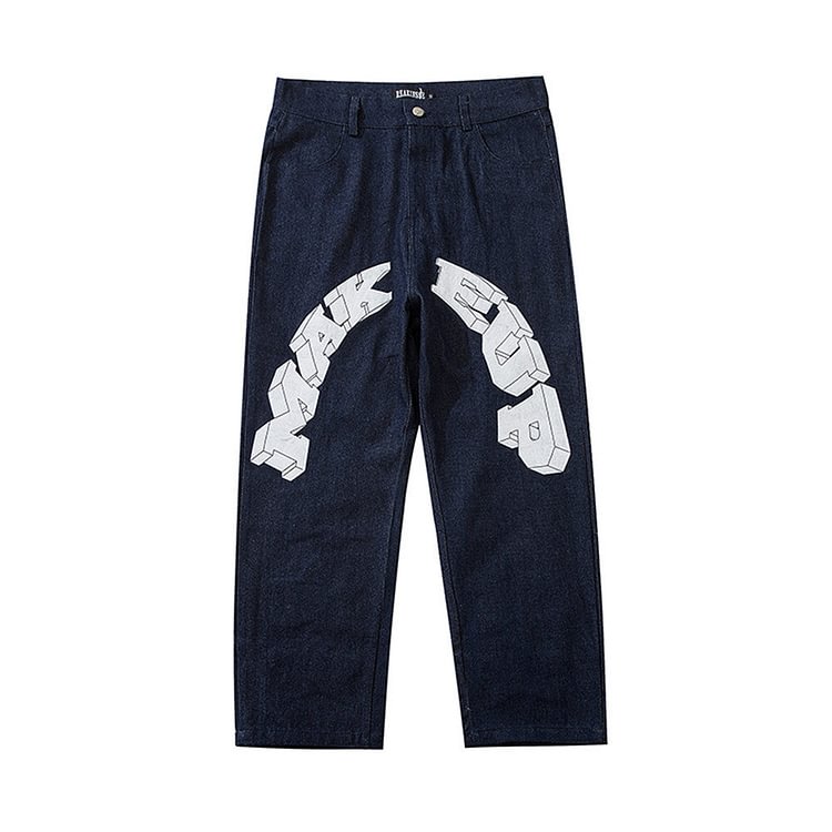Jeans Men's plus Size Retro Sports Trousers Baggy Straight Trousers Casual Pants Men Jeans