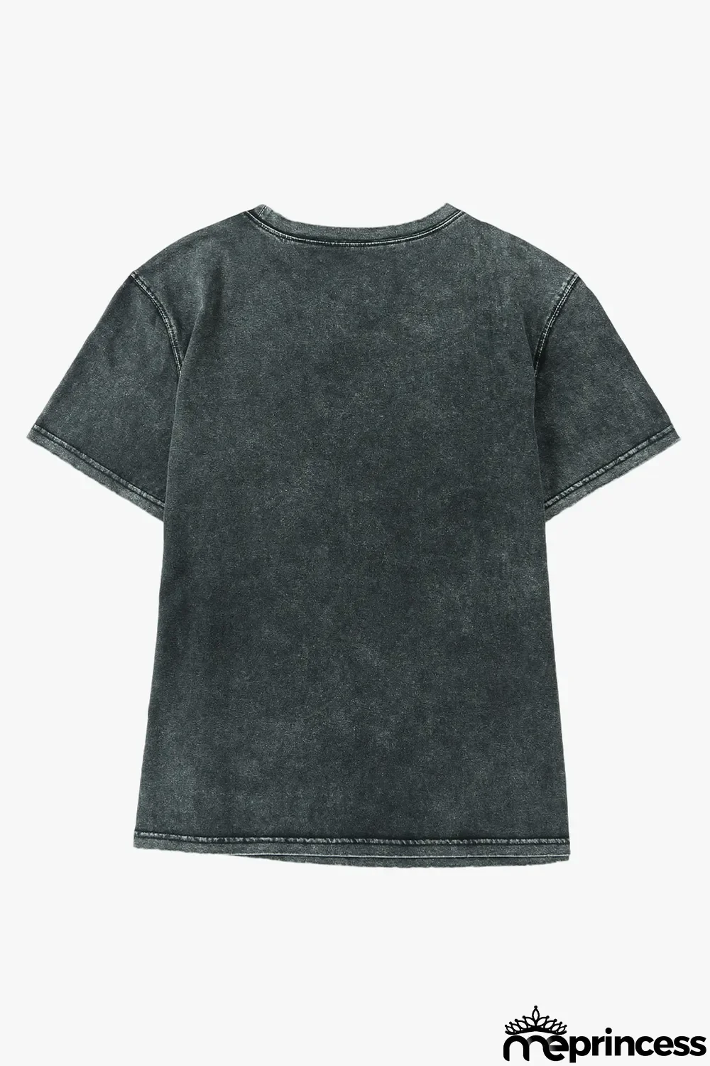 Black Mineral Washed Casual Short Sleeve Tee