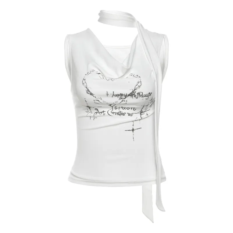 Churchf 2024 Summer New Women's Sleeves Short-Sleeved Short-Sleeved Blouse Vest