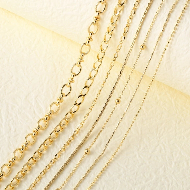 1 Piece 201 Stainless Steel 18K Gold Plated 40-45cm Diameter 4mm Jewelry Accessories Chain