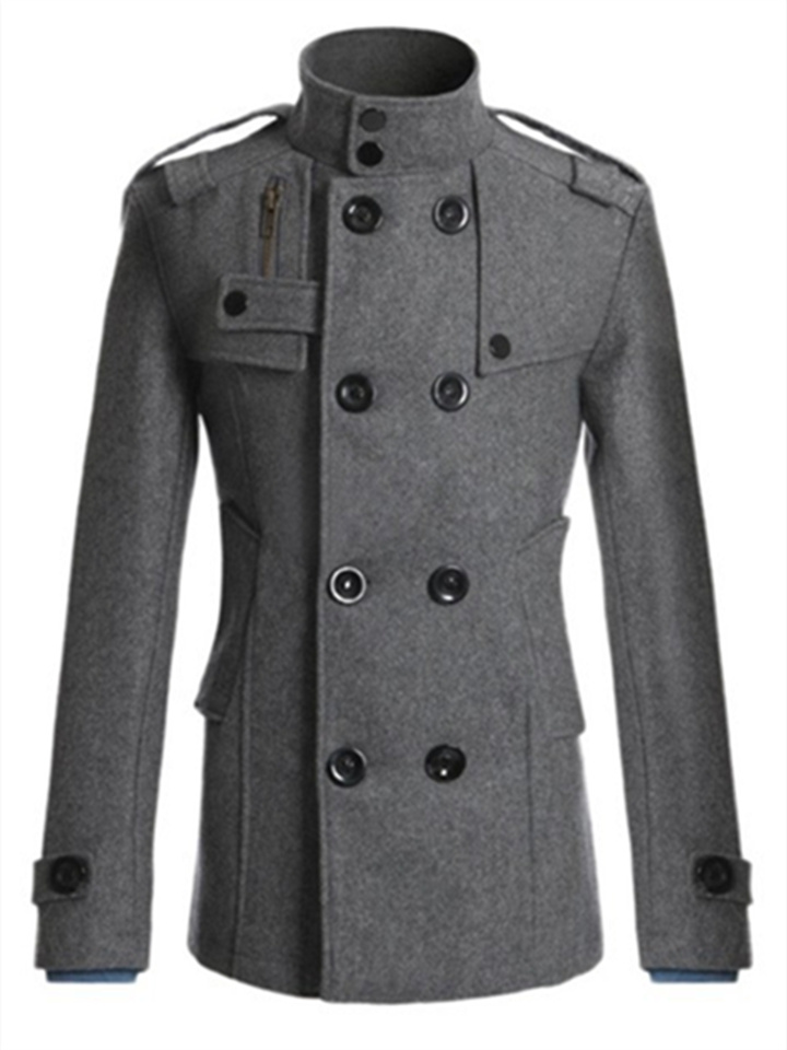 Men's Winter Coat Peacoat Wool Overcoat Double Breasted Business Casual Regular Slim Fit Warm Solid Colored Fall Long Sleeve Thick Classic Trench Coat Office Daily Work | 168DEAL