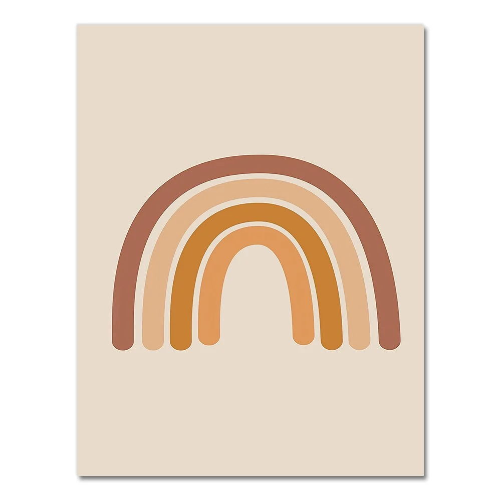 Abstract Burnt Orange Wall Art Canvas Painting Terracotta Rainbow Minimalist One Line Face Drawing Poster Boho Prints Home Decor