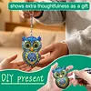 1 porte-cl&eacute;s DIY 3D en diamant hibou bleu fonc&eacute; avec boucle homard, porte-cl&eacute;s double face en diamant avec cha&icirc;ne de ressort, cristal en diamant, mosa&iuml;que de diamants, cadeau unique fait main