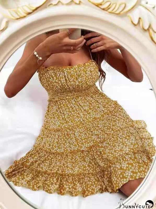 Dresses Sling Floral Slim Fit Dress for Women