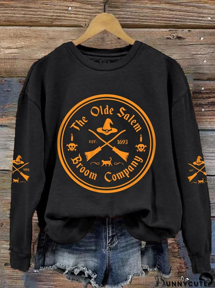 Women's Funny Halloween The Olde Salem Broom Company Casual Sweatshirt