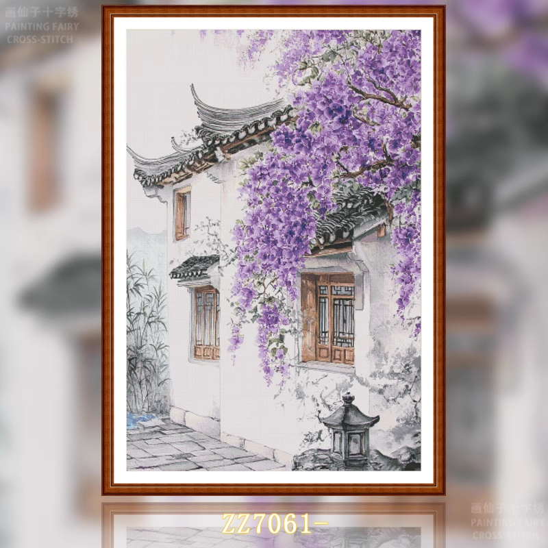 【ZZ7061- Purple Vine Residence】 Painting Fairy Cross Stitch
