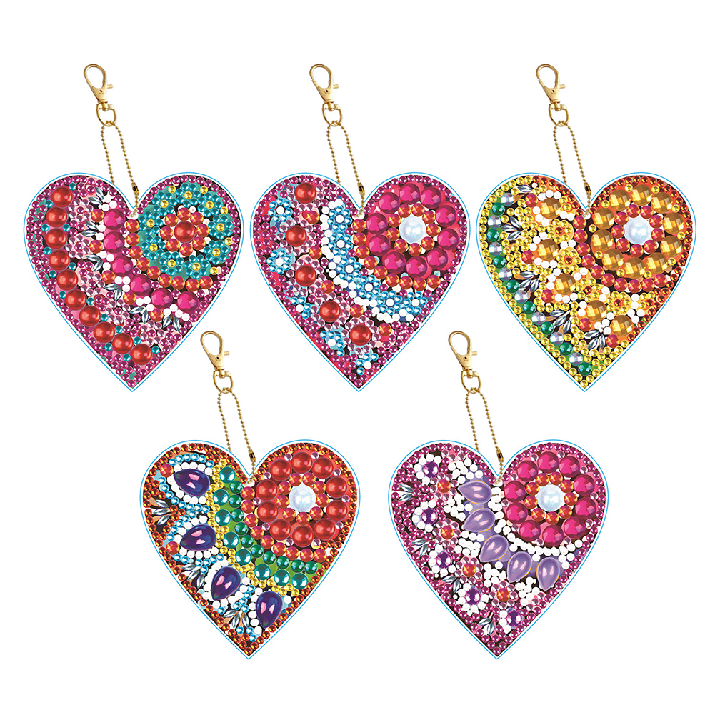 

5pcs Heart Double Sided - 5D DIY Craft Keychain, 501 Original