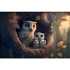 （Big Size)Owl Family-Paint By Numbers Acrylic Painting 60*40CM