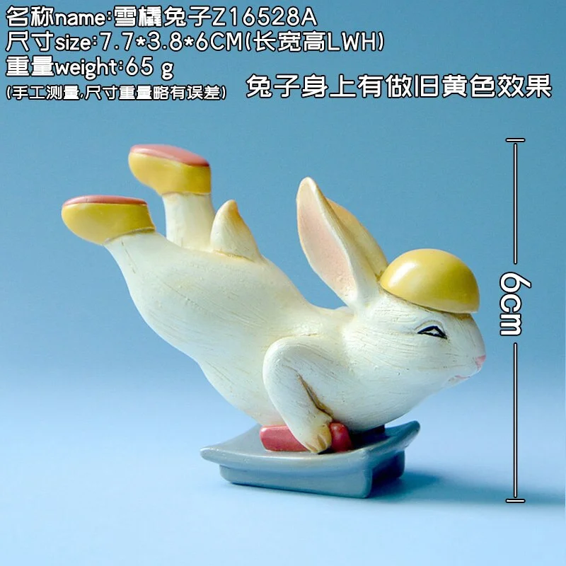 Creative Lovely Rabbit Ornaments Winter Games Competition Sports Figurine Skiing Skating Home Decoration Birthday Gifts