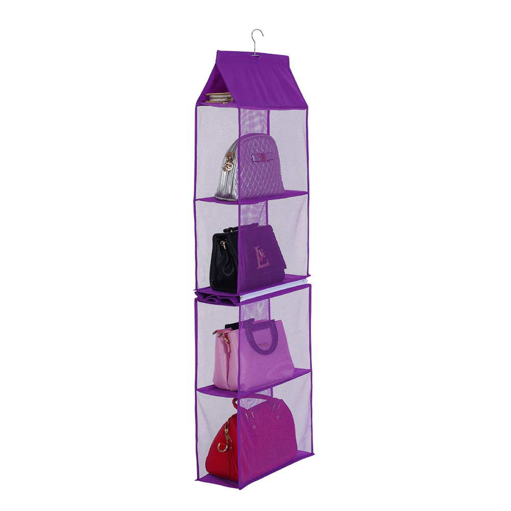 

Detachable Bag Storage Hanging 4 Pocket Handbag Rack Transparent Organizer, Light pink, 501 Original