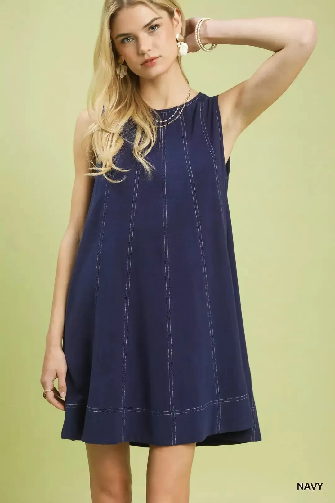 Umgee Linen Sleeveless Swing Dress mysite idetrend