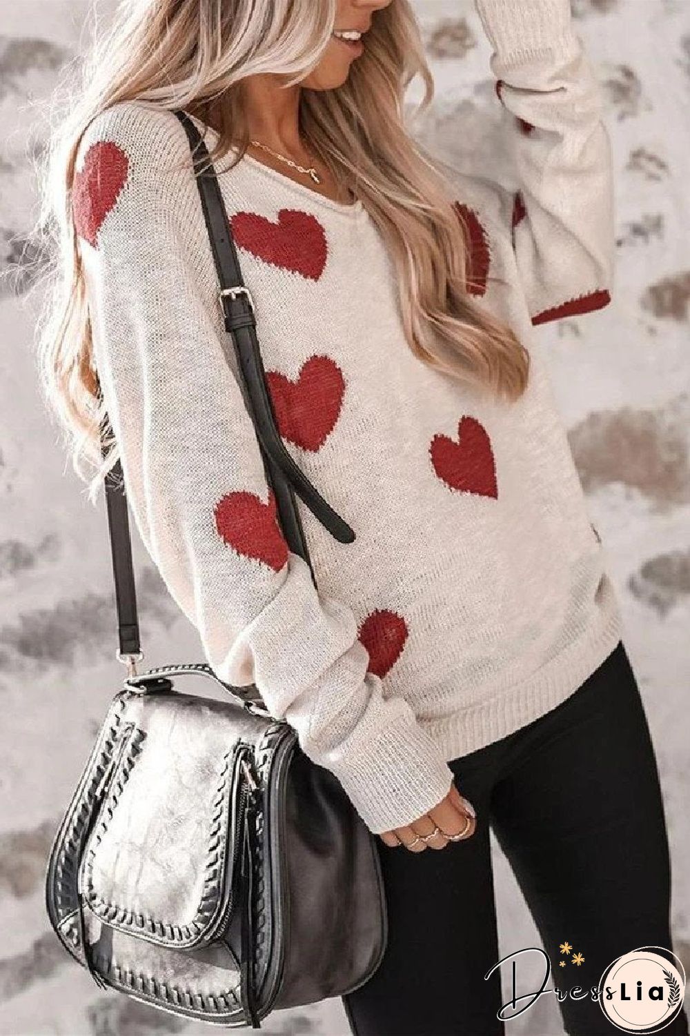 Loose V-Neck Love Knitted Sweater(5 Colors)