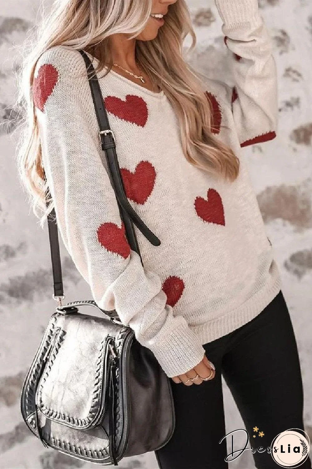 Loose V-Neck Love Knitted Sweater(5 Colors)