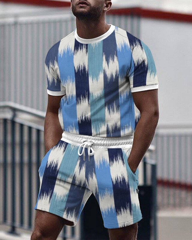 Men's Check Colorblock Short Sleeve Two Piece