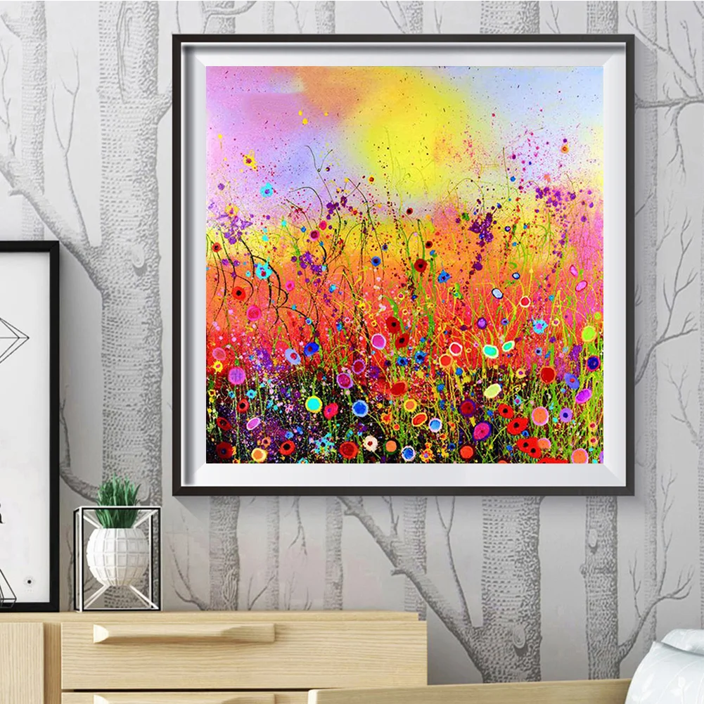 Diamond Painting - Full Round Drill - Color Flower Field(30*30cm)