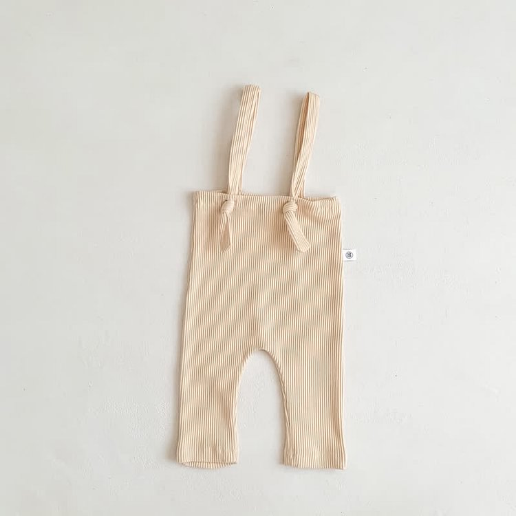 Baby Solid Color Ribbed Suspenders Leggings