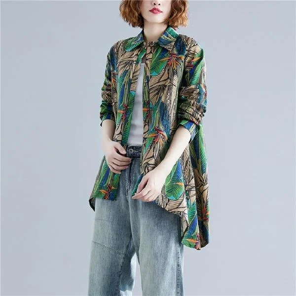 omychic cotton autumn vintage korean style plus size Casual loose shirt women blouse 2020 clothes ladies tops streetwear