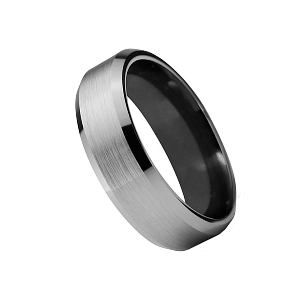 6MM 8MM Brushed Surface With Beveled Edge Tungsten Carbide Rings Men Wedding