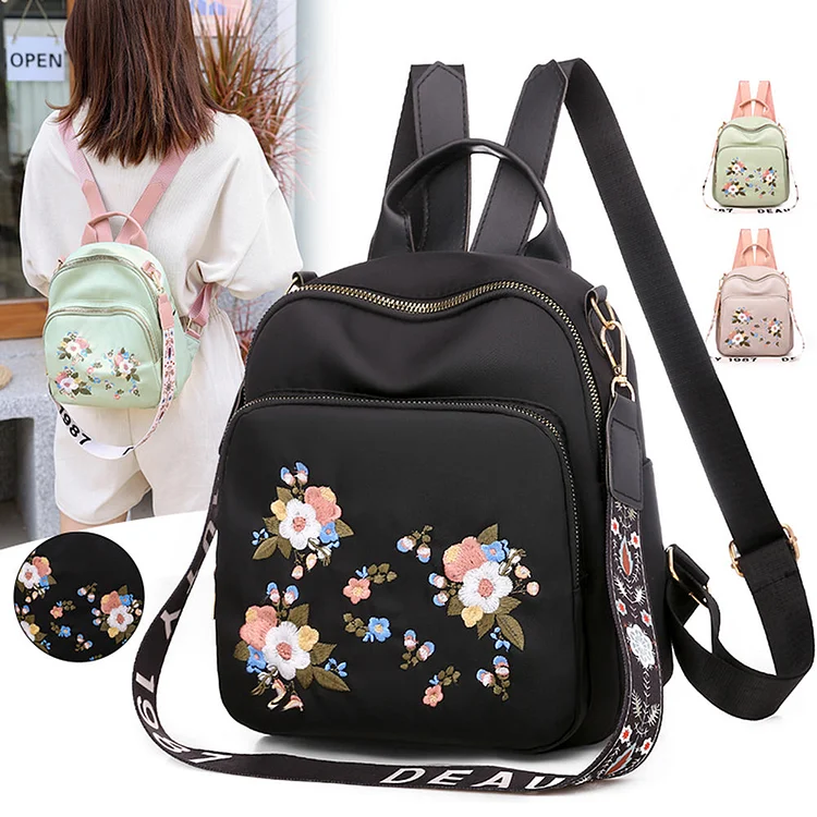 Fashion Oxford Flower Printed Shoulder Bag Outdoor Girls Student Backpacks-Annaletters