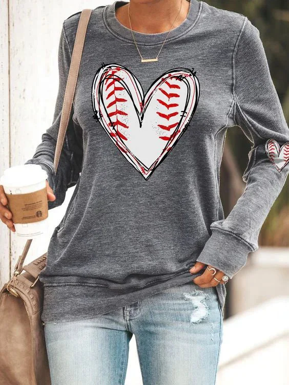 Women's Baseball Print Casual Sweatshirt socialshop