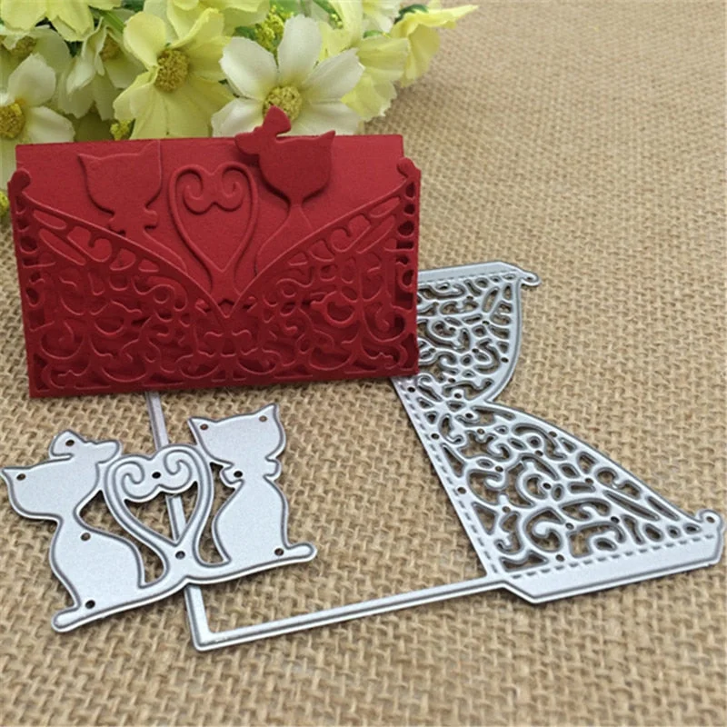 Cat Lover Marriage Lace Wing Metal Cutting Dies Stencil Scrapbooking Photo Album Card Paper Embossing Craft DIY