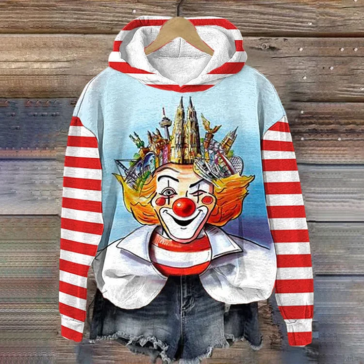 VChics KÖLner Karneval Clown Print Hoodie