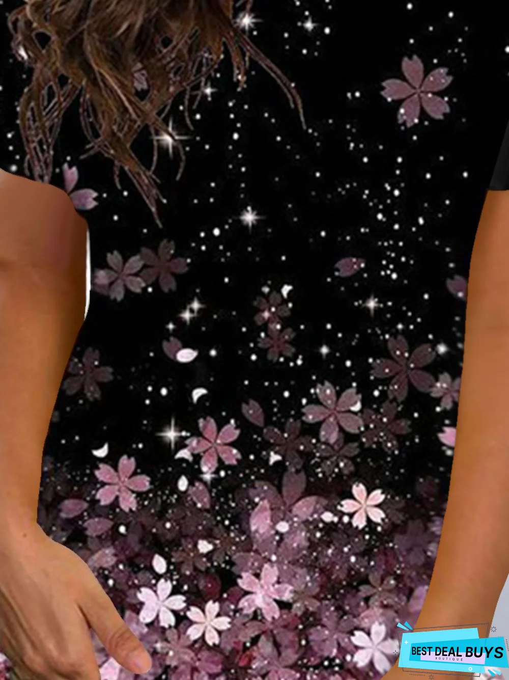 Casual Fashion Sakura Print Short Sleeve T-Shirt