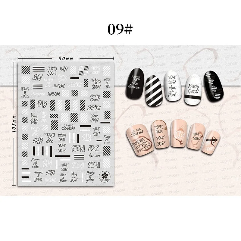 1 Sheet 3D Halloween Nail Sticker Christmas Skull Bone Snake Butterfly Maple Leaf Pattern Decals Manicures 3D Nail Decorations