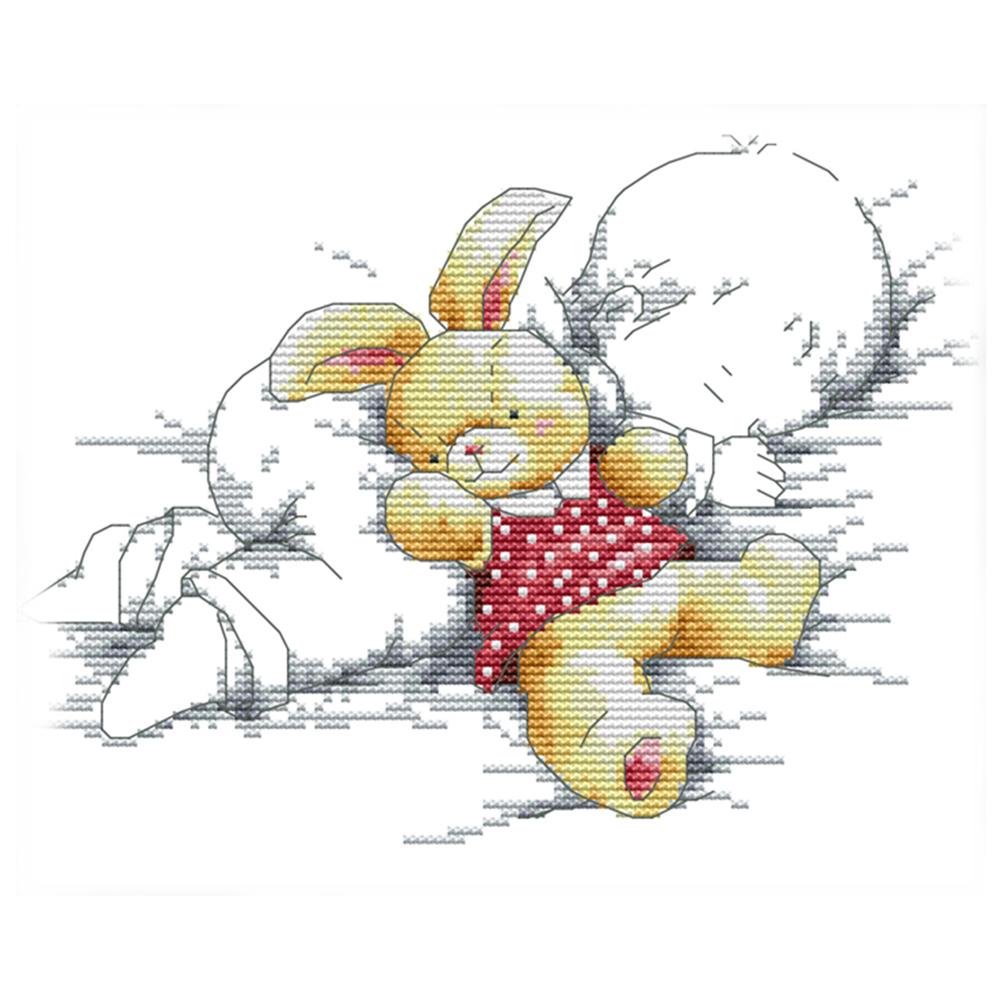 

Baby Fell Asleep - 14CT Stamped Cross Stitch - 27*21cm, 501 Original